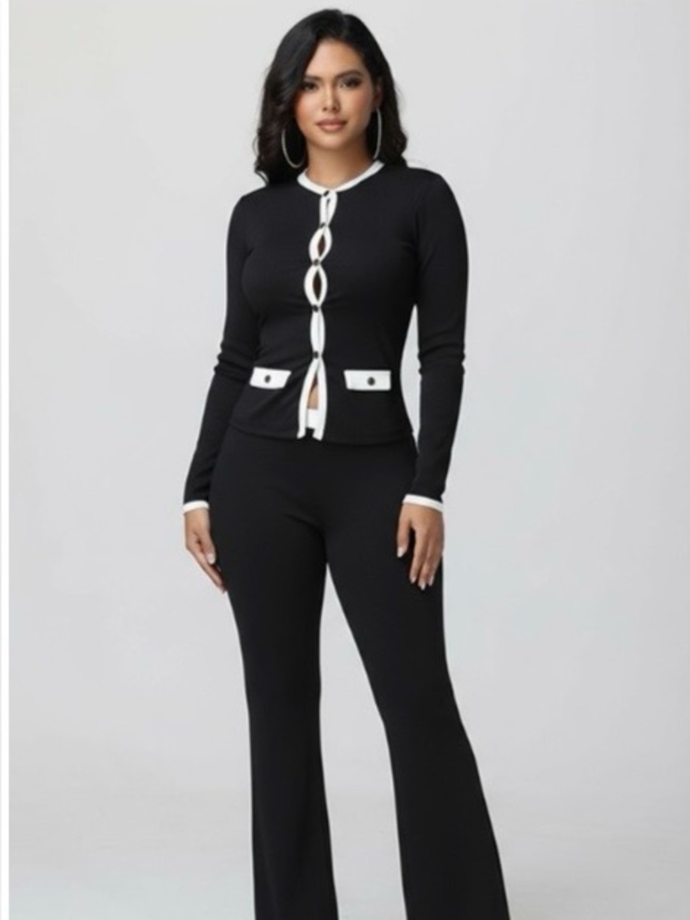 Amber Black and White Pants Set